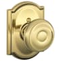 Schlage Georgian Non-Turning One-Sided Dummy Door Knob with the Decorative Camelot Rose Polished Brass