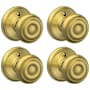 Schlage Georgian Non-Turning One-Sided Dummy Door Knob - Pack of 4 Satin Brass