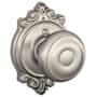 Schlage Georgian Non-Turning One-Sided Dummy Door Knob with the Decorative Brookshire Rose Satin Nickel