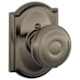 Schlage Georgian Non-Turning One-Sided Dummy Door Knob with the Decorative Camelot Rose Antique Pewter
