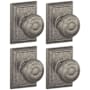 Schlage Georgian Non-Turning One-Sided Dummy Door Knob with the Decorative Addison Rose - Pack of 4 Distressed Nickel