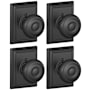 Schlage Georgian Non-Turning One-Sided Dummy Door Knob with the Decorative Addison Rose - Pack of 4 Matte Black