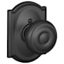 Schlage Georgian Non-Turning One-Sided Dummy Door Knob with the Decorative Camelot Rose Matte Black