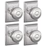 Schlage Georgian Non-Turning One-Sided Dummy Door Knob with the Decorative Addison Rose - Pack of 4 Bright Chrome