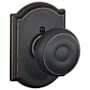 Schlage Georgian Non-Turning One-Sided Dummy Door Knob with the Decorative Camelot Rose Aged Bronze