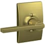 Schlage Latitude Non-Turning One-Sided Dummy Door Lever with Decorative Century Trim Satin Brass