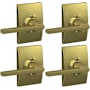 Schlage Latitude Non-Turning One-Sided Dummy Door Lever with Century Rose - Pack of 4 Satin Brass