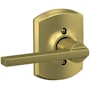 Schlage Latitude Non-Turning One-Sided Dummy Door Lever with Decorative Greenwich Trim Satin Brass
