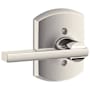 Schlage Latitude Non-Turning One-Sided Dummy Door Lever with Decorative Greenwich Trim Polished Nickel