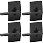 Schlage Latitude Non-Turning One-Sided Dummy Door Lever with Century Rose - Pack of 4 Matte Black