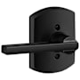 Schlage Latitude Non-Turning One-Sided Dummy Door Lever with Decorative Greenwich Trim Matte Black