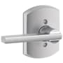 Schlage Latitude Non-Turning One-Sided Dummy Door Lever with Decorative Greenwich Trim Satin Chrome