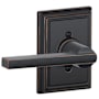 Schlage Latitude Non-Turning One-Sided Dummy Door Lever with Decorative Addison Trim Aged Bronze