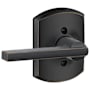 Schlage Latitude Non-Turning One-Sided Dummy Door Lever with Decorative Greenwich Trim Aged Bronze