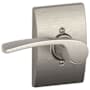 Schlage Merano Left Handed Non-Turning One-Sided Dummy Door Lever with Decorative Century Trim Satin Nickel