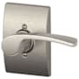 Schlage Merano Right Handed Non-Turning One-Sided Dummy Door Lever with Decorative Century Trim Satin Nickel