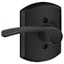 Schlage Merano Left Handed Non-Turning One-Sided Dummy Door Lever with Decorative Greenwich Trim Matte Black
