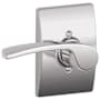 Schlage Merano Left Handed Non-Turning One-Sided Dummy Door Lever with Decorative Century Trim Bright Chrome