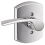 Schlage Merano Left Handed Non-Turning One-Sided Dummy Door Lever with Decorative Greenwich Trim Bright Chrome