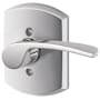 Schlage Merano Right Handed Non-Turning One-Sided Dummy Door Lever with Decorative Greenwich Trim Bright Chrome