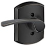 Schlage Merano Left Handed Non-Turning One-Sided Dummy Door Lever with Decorative Greenwich Trim Aged Bronze