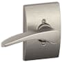 Schlage Manhattan Left Handed Non-Turning One-Sided Dummy Door Lever with Decorative Century Trim Satin Nickel
