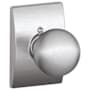 Schlage Orbit Non-Turning One-Sided Dummy Door Knob with the Decorative Century Rose Satin Chrome