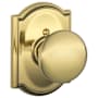 Schlage Plymouth Non-Turning One-Sided Dummy Door Knob with the Decorative Camelot Rose Polished Brass