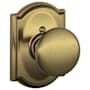 Schlage Plymouth Non-Turning One-Sided Dummy Door Knob with the Decorative Camelot Rose Antique Brass