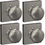Schlage Plymouth Non-Turning One-Sided Dummy Door Knob with Collins Rose - Pack of 4 Satin Nickel