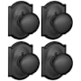 Schlage Plymouth Non-Turning One-Sided Dummy Door Knob with the Decorative Camelot Rose - Pack of 4 Matte Black