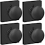 Schlage Plymouth Non-Turning One-Sided Dummy Door Knob with Collins Rose - Pack of 4 Matte Black