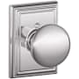 Schlage Plymouth Non-Turning One-Sided Dummy Door Knob with Decorative Addison Rosette Bright Chrome