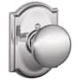 Schlage Plymouth Non-Turning One-Sided Dummy Door Knob with the Decorative Camelot Rose Bright Chrome