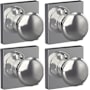 Schlage Plymouth Non-Turning One-Sided Dummy Door Knob with Collins Rose - Pack of 4 Bright Chrome