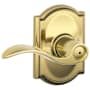 Schlage Accent Privacy Door Lever Set with Decorative Camelot Trim Polished Brass