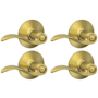 Schlage Accent Privacy Door Lever Set with Plymouth Rose - Pack of 4 Satin Brass