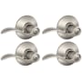 Schlage Accent Privacy Door Lever Set with Plymouth Rose - Pack of 4 Satin Nickel