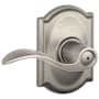 Schlage Accent Privacy Door Lever Set with Decorative Camelot Trim Satin Nickel