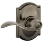 Schlage Accent Privacy Door Lever Set with Decorative Camelot Trim Antique Pewter