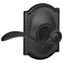 Schlage Accent Privacy Door Lever Set with Decorative Camelot Trim Matte Black
