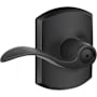 Schlage Accent Privacy Door Lever Set with Decorative Greenwich Trim Matte Black