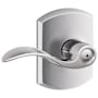Schlage Accent Privacy Door Lever Set with Decorative Greenwich Trim Bright Chrome