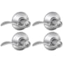 Schlage Accent Privacy Door Lever Set with Plymouth Rose - Pack of 4 Satin Chrome