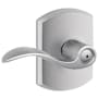 Schlage Accent Privacy Door Lever Set with Decorative Greenwich Trim Satin Chrome