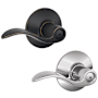 Schlage Accent Right Handed Privacy Door Lever Set - Split Finish Only Aged Bronze x Polished Chrome