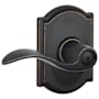 Schlage Accent Privacy Door Lever Set with Decorative Camelot Trim Aged Bronze