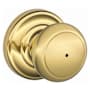 Schlage Andover Privacy Door Knob Set with Decorative Andover Trim Polished Brass