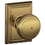 Schlage Andover Privacy Door Knob Set with Decorative Addison Trim Antique Brass