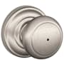 Schlage Andover Privacy Door Knob Set with Decorative Andover Trim Satin Nickel